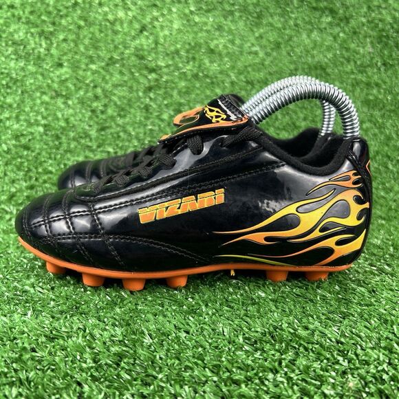 Vizari Blaze FG Soccer Cleats Youth 11.5C Black Orange Firm Ground Shoes Flames - Picture 8 of 16